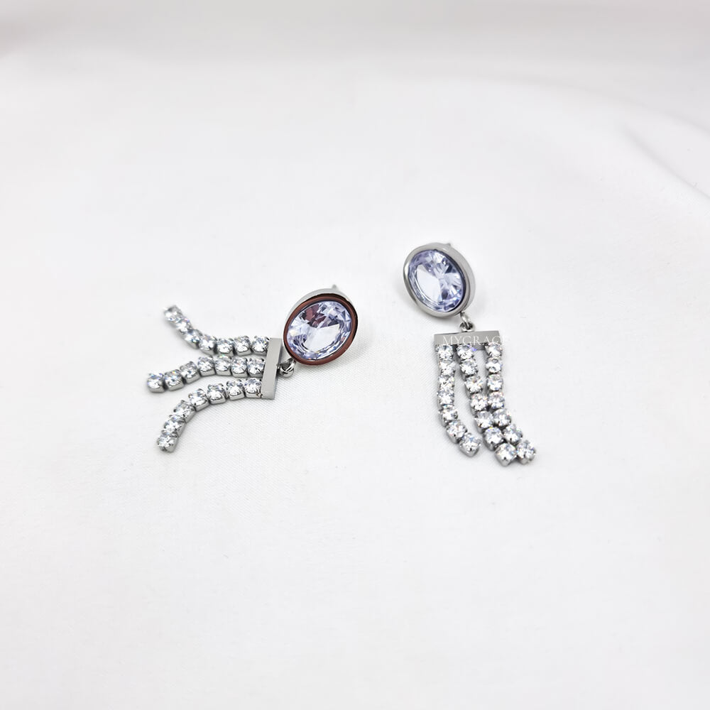 18K Gold-Plated Stainless Steel Chain Drop Earrings "Be Sublime", Cubic Zirconia, MYGRACE