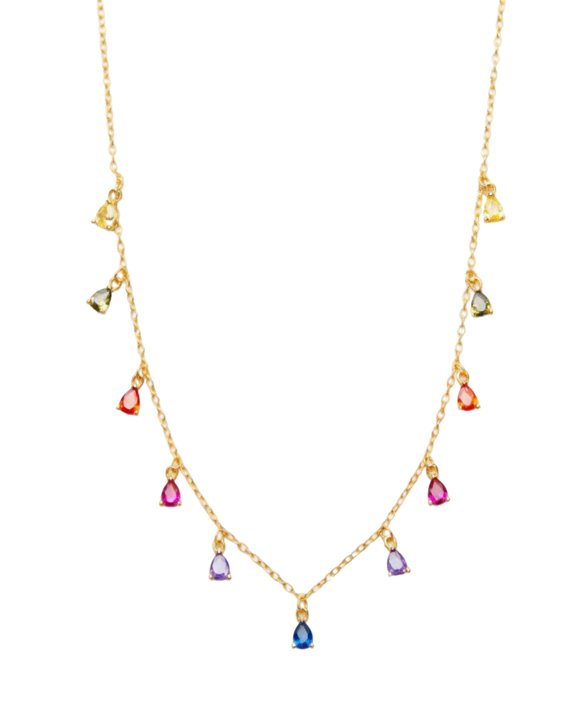 Halskette Silber 925 mit Anhängern, mehrfarbig, goldene Kette, vergoldet, MYGRACE