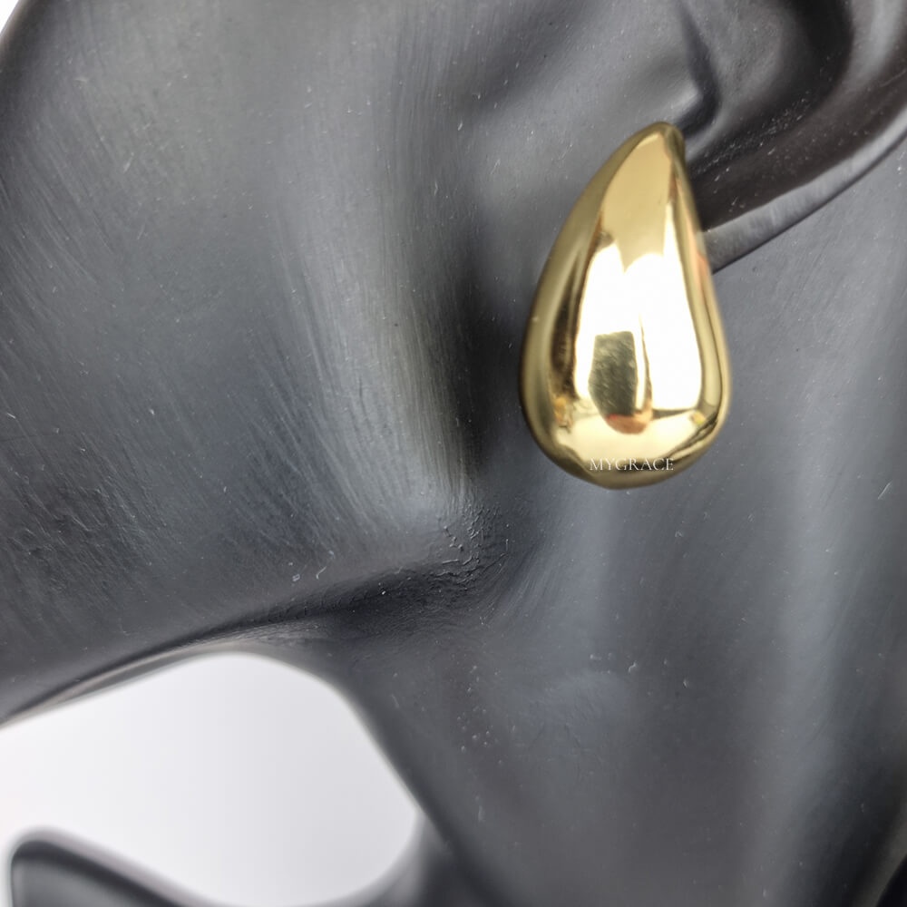 18K Gold-Plated Stainless Steel Chunky Teardrop Stud Earrings "Be Stylish", MYGRACE