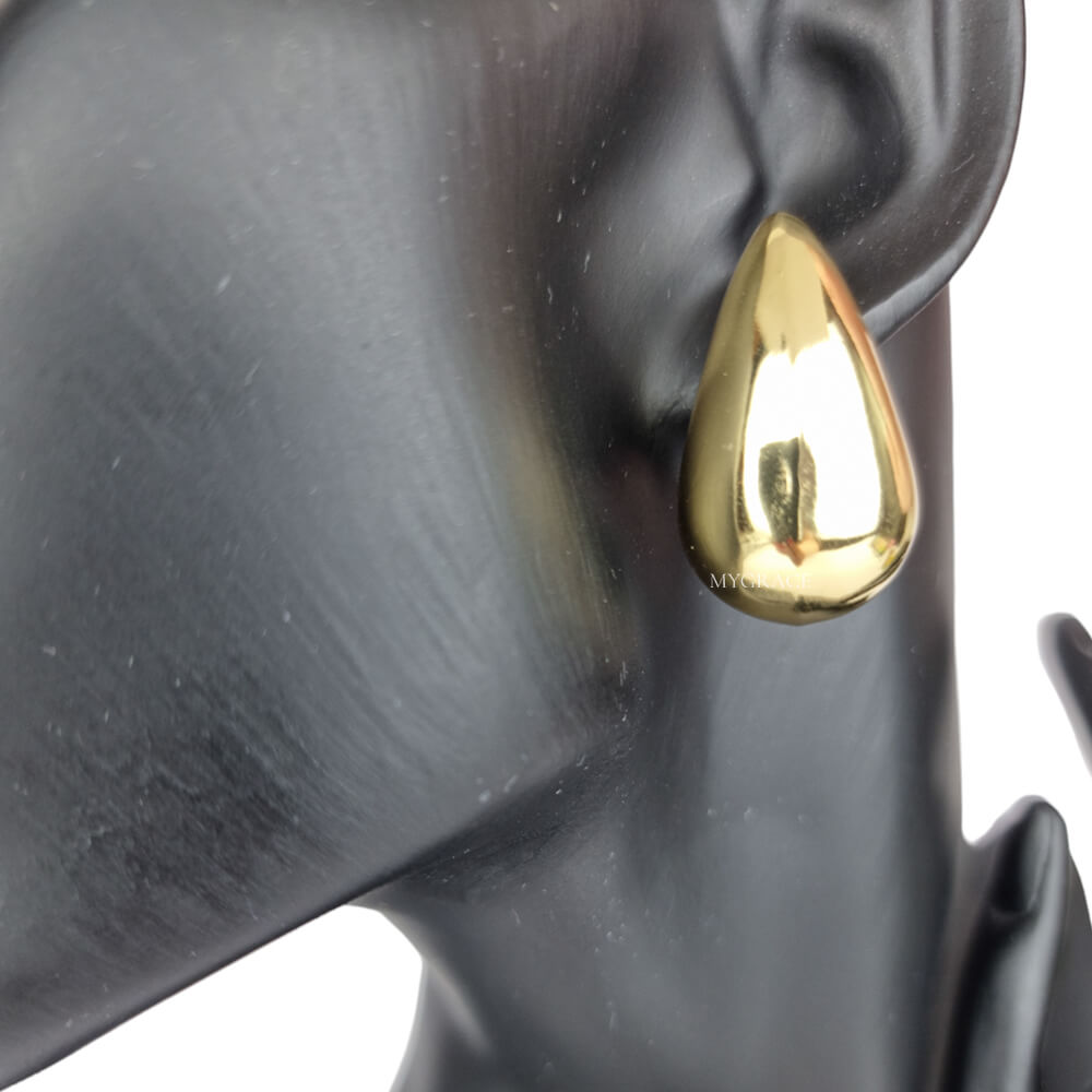 18K Gold-Plated Stainless Steel Chunky Teardrop Stud Earrings "Be Stylish", MYGRACE