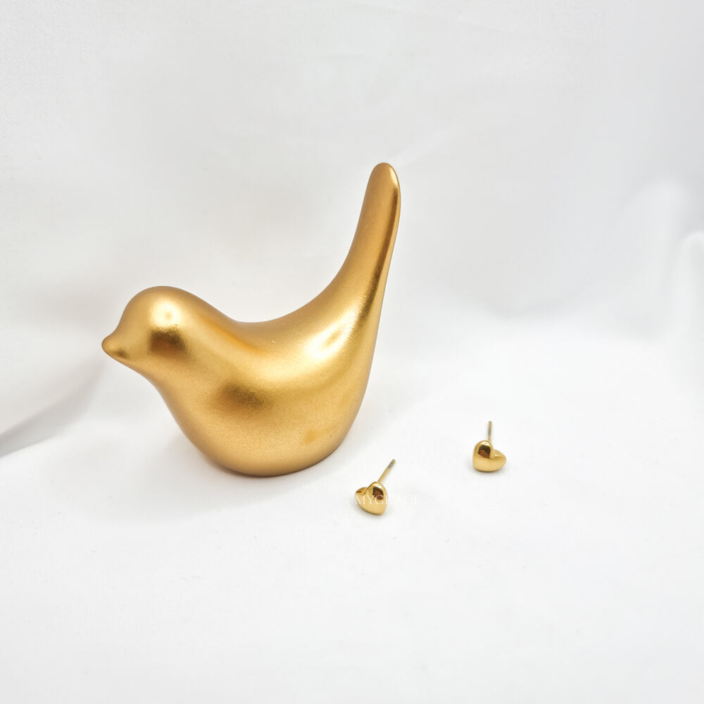 Ohrstecker „Be kind-hearted“, goldfarben, kleine Herzen, Edelstahl, 18K vergoldet