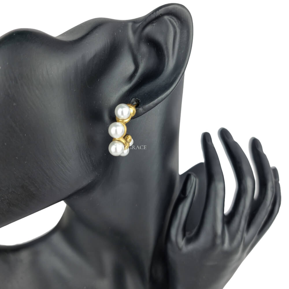 18K Gold-Plated Stainless Steel Pearl Hoop Earrings "Be Generous", MYGRACE
