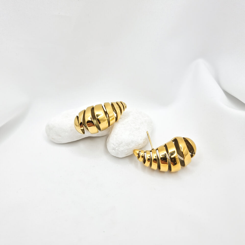 18K Gold-Plated Stainless Steel Chunky Croissant Stud Earrings "Be Stylish", MYGRACE