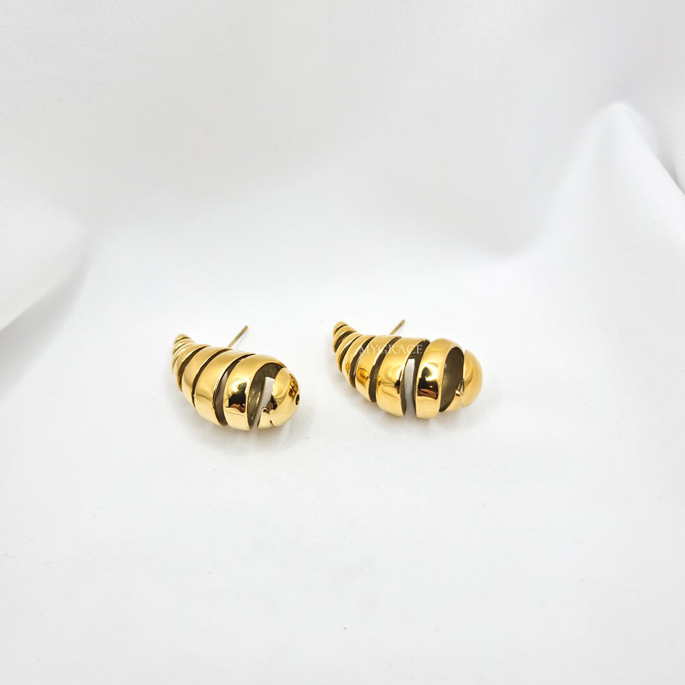 18K Gold-Plated Stainless Steel Chunky Croissant Stud Earrings "Be Stylish", MYGRACE