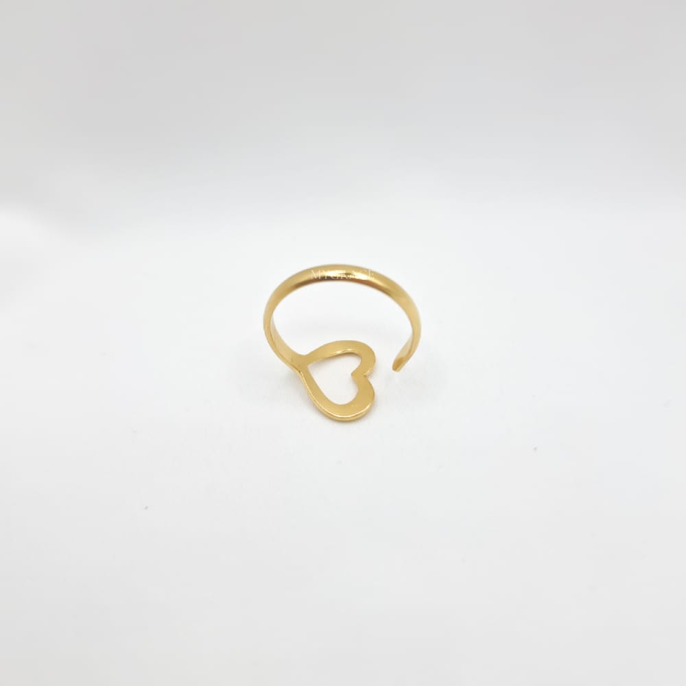 18K Gold-Plated Stainless Steel Heart Ring, Adjustable, MYGRACE