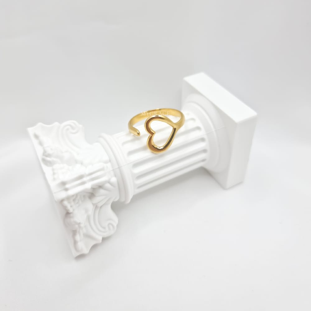 18K Gold-Plated Stainless Steel Heart Ring, Adjustable, MYGRACE