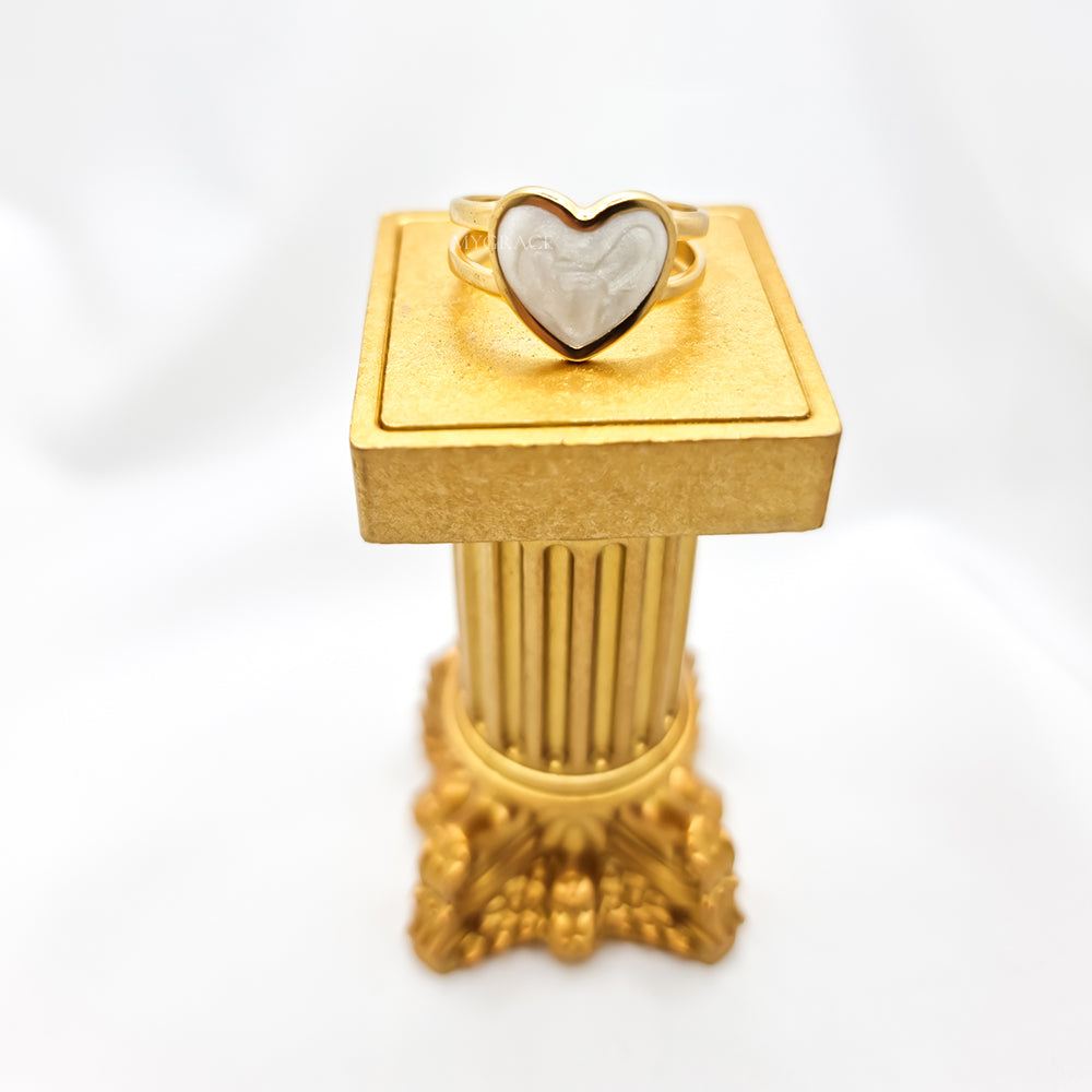 18K Gold-Plated Stainless Steel Heart Ring, Adjustable, MYGRACE