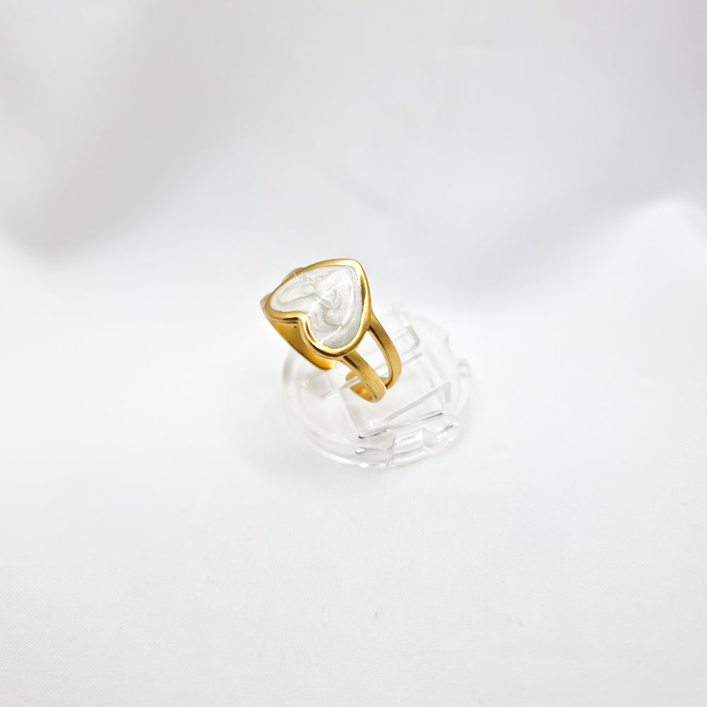 18K Gold-Plated Stainless Steel Heart Ring, Adjustable, MYGRACE