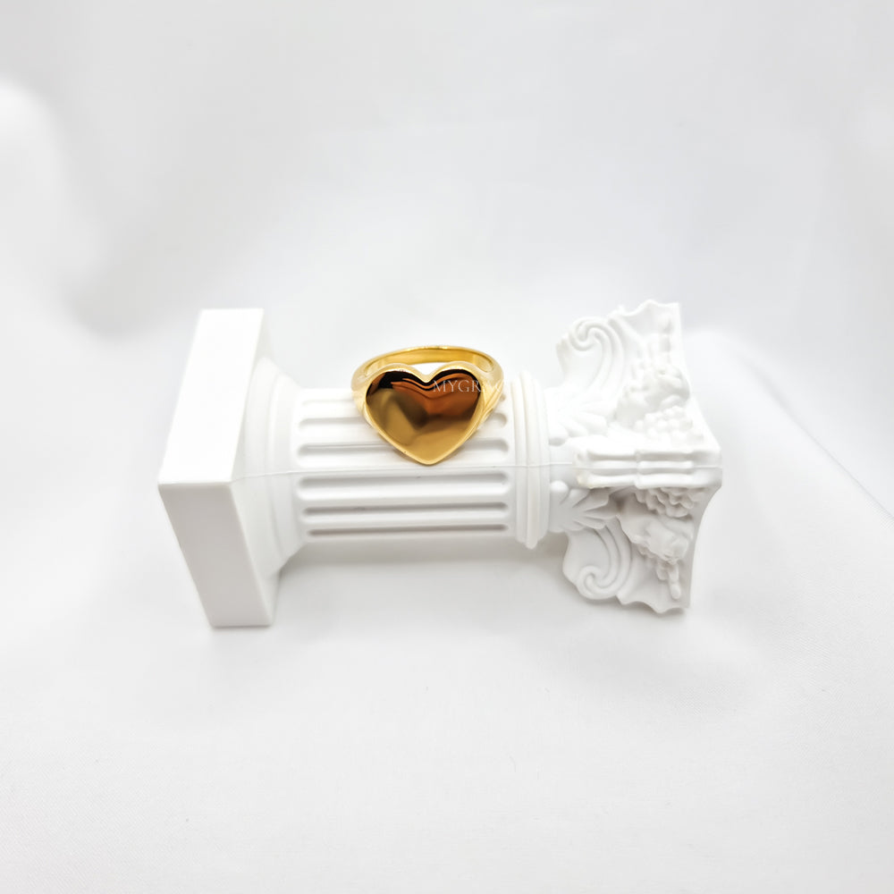 Edelstahlring „Be kind-hearted“, goldfarben, mit Herzchen, fest
