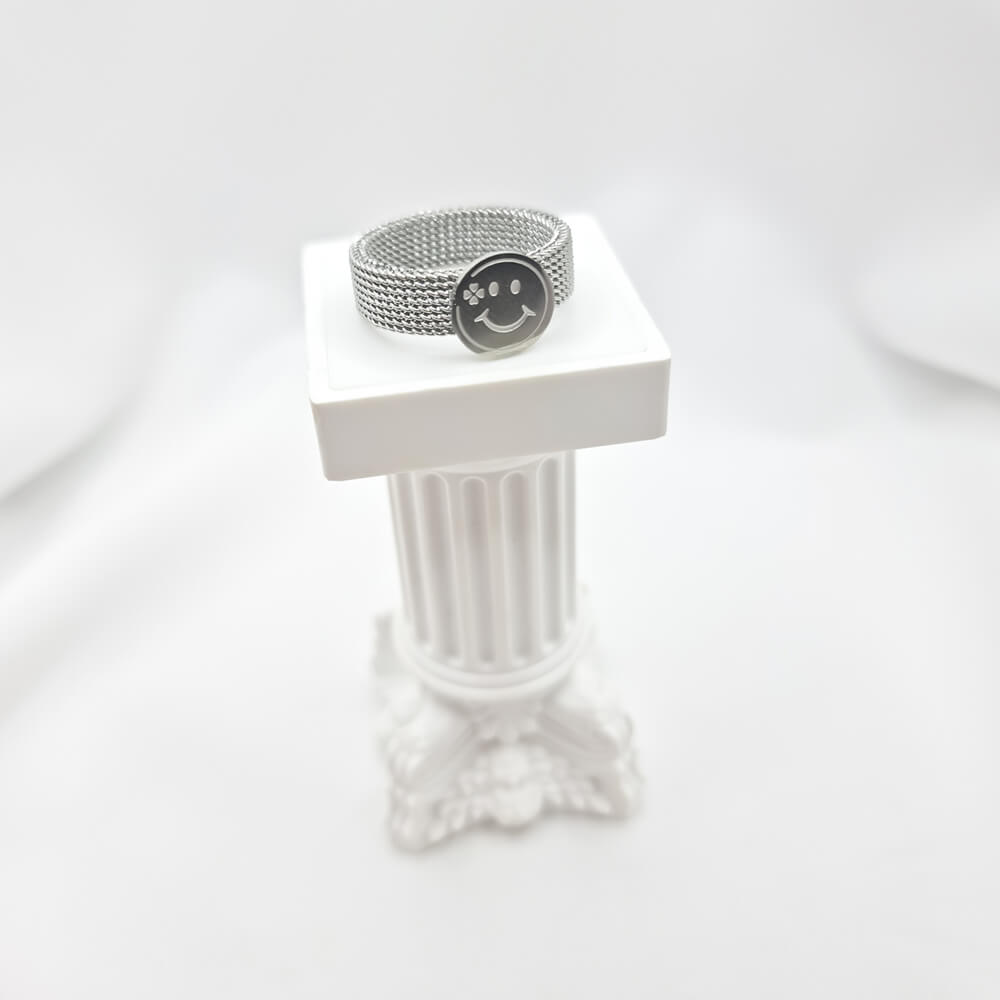 Stainless Steel Smiley Face Ring, MYGRACE