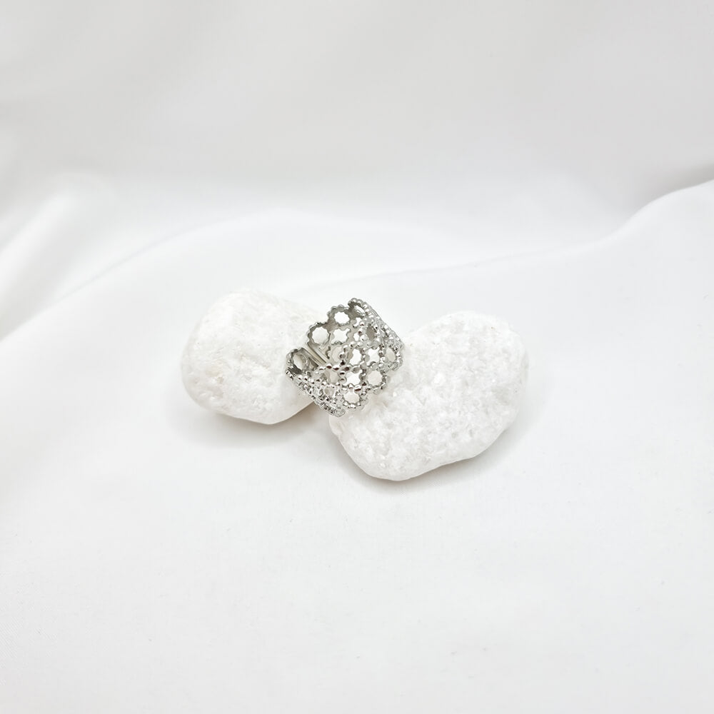 Stainless Steel Textured Circle Ring, Adjustable, MYGRACE