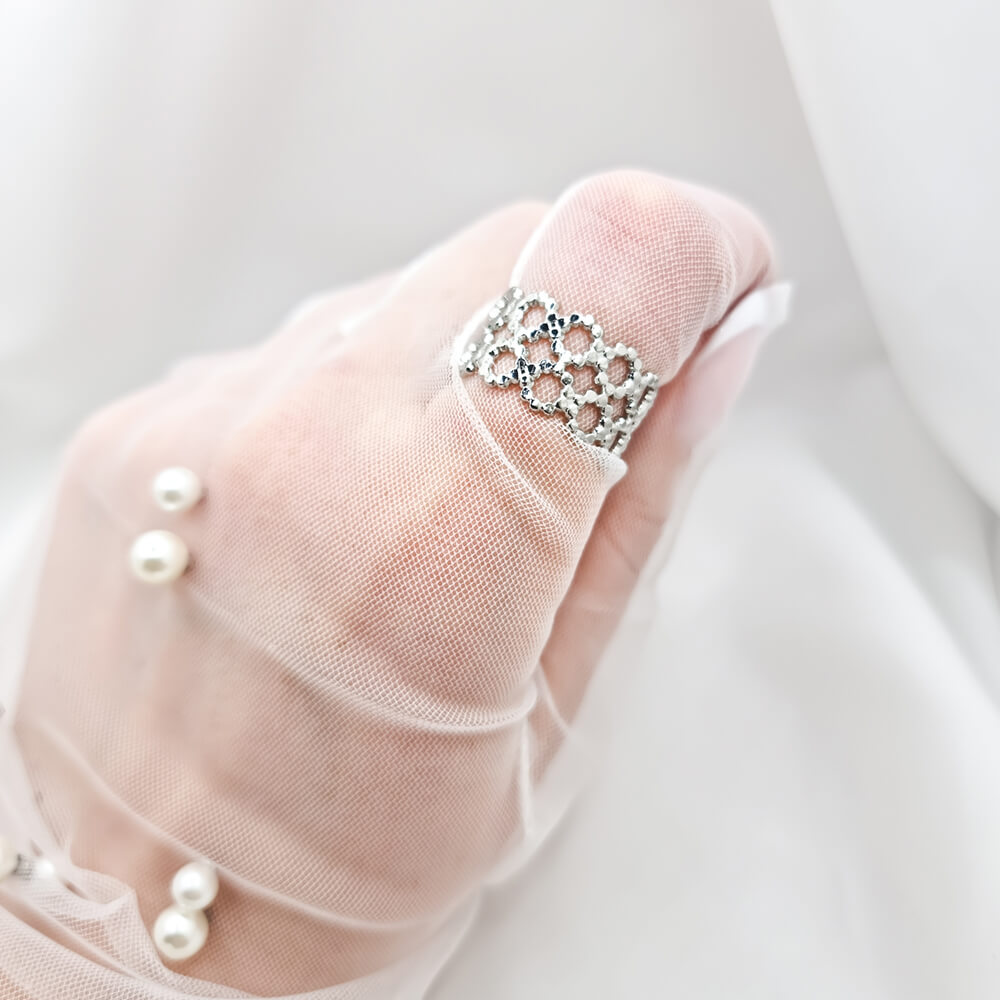 Stainless Steel Textured Circle Ring, Adjustable, MYGRACE