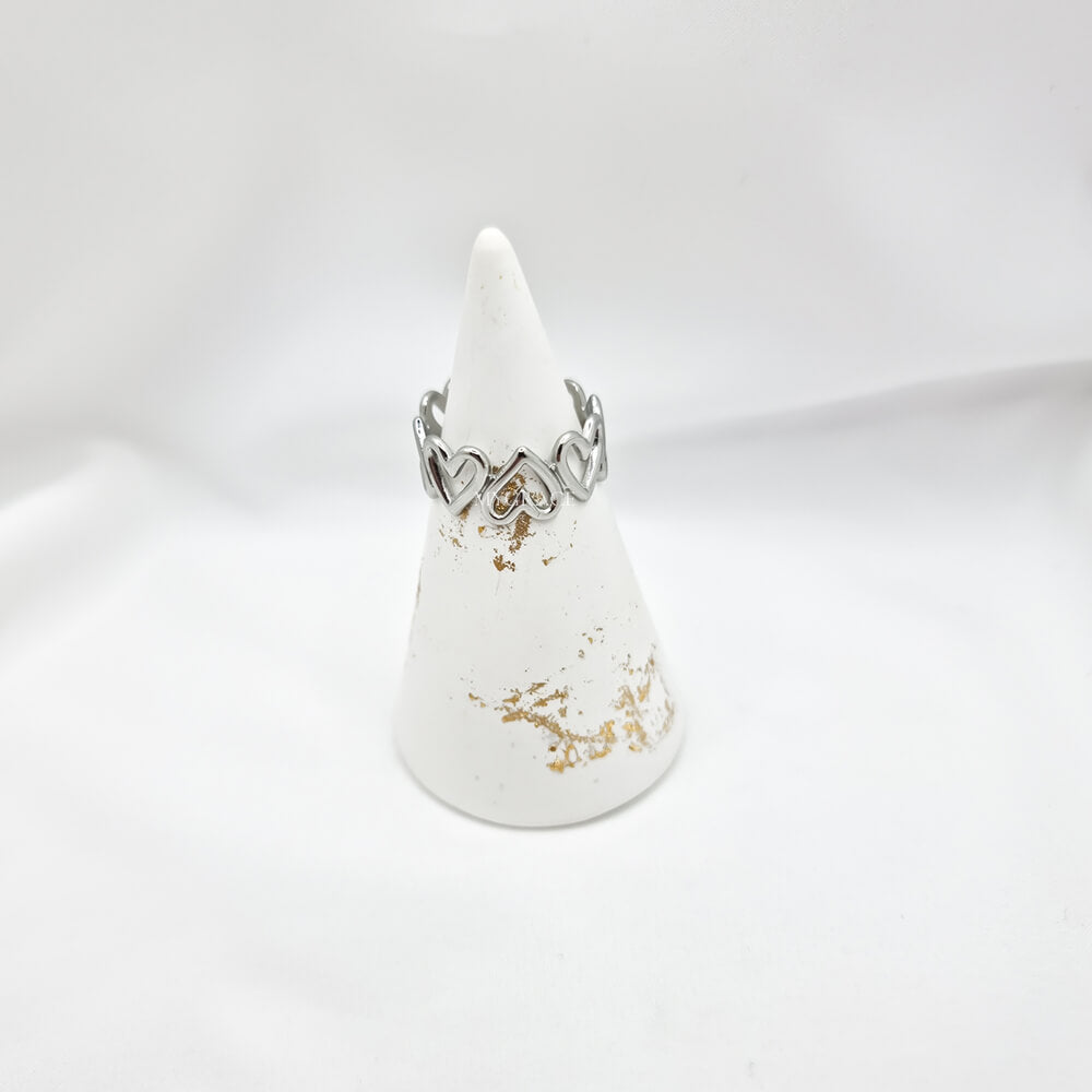 Ring aus Edelstahl „Be kind-hearted“, silberfarben, Herzchen-Modell, verstellbar