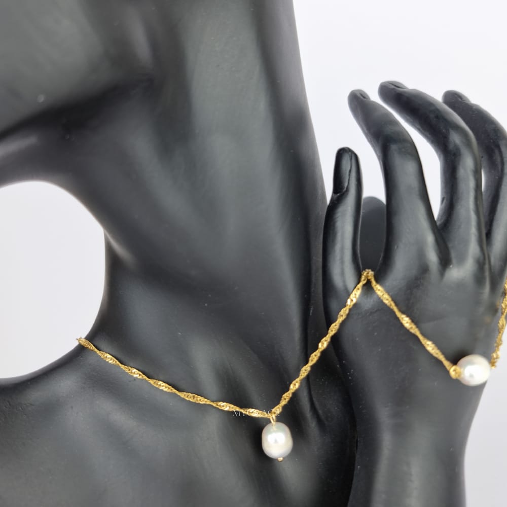 18K Gold-Plated Stainless Steel Pearl Bracelet, MYGRACE