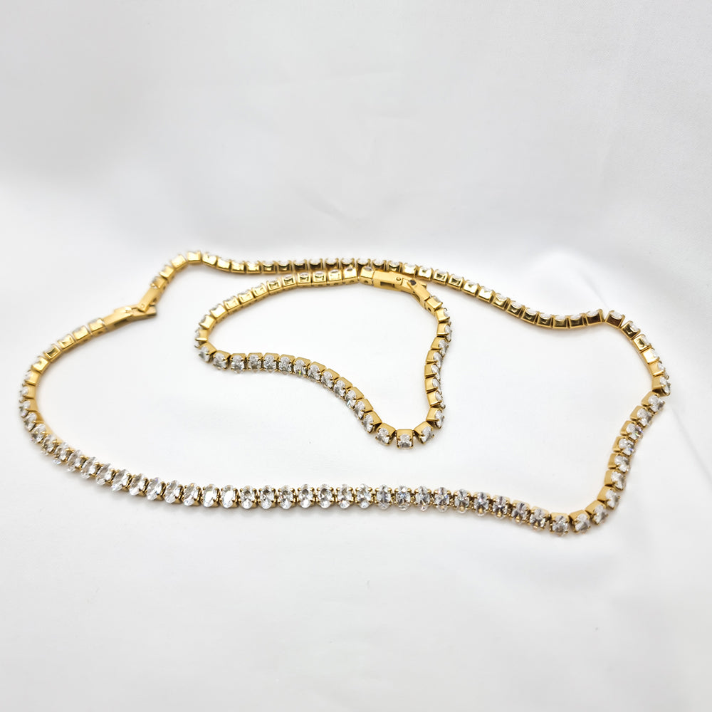 Gold-Plated Stainless Steel Tennis Bracelet, Cubic Zirconia, MYGRACE