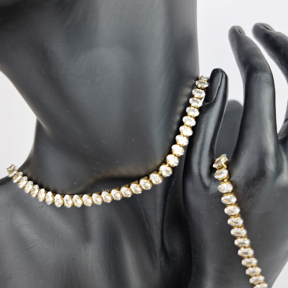Armband aus Edelstahl „Be vivacious“, vergoldet, mit Zirkonia besetzt, Tennis-Modell