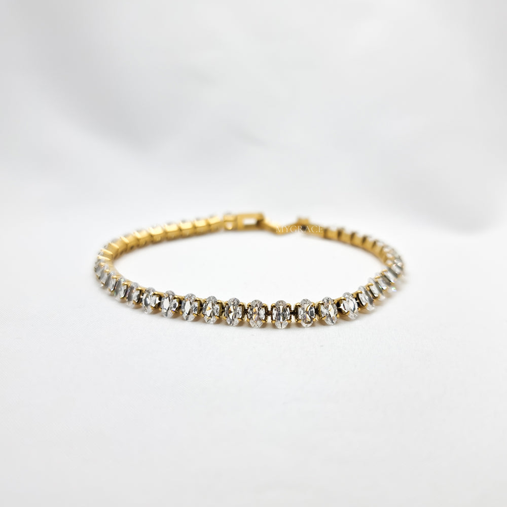 Gold-Plated Stainless Steel Tennis Bracelet, Cubic Zirconia, MYGRACE