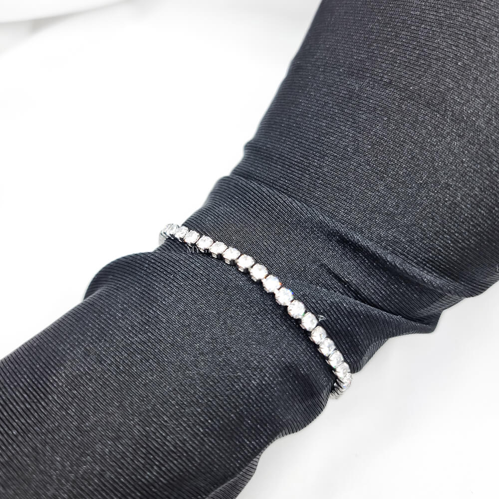 18K Gold-Plated Stainless Steel Tennis Bracelet "Be Classy", Glass Crystals, 3mm, MYGRACE