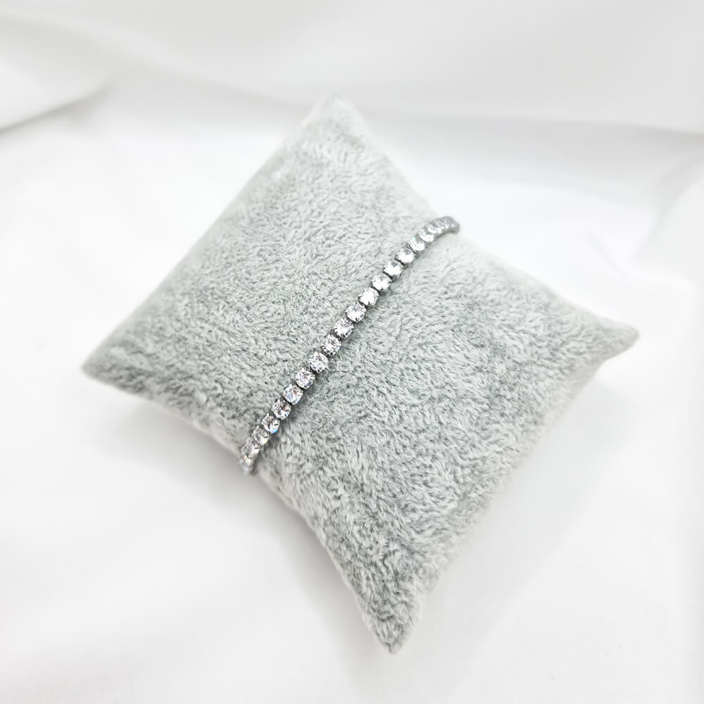 18K Gold-Plated Stainless Steel Tennis Bracelet "Be Classy", Glass Crystals, 3mm, MYGRACE