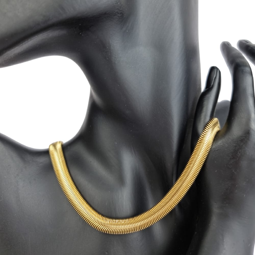 Halskette aus Edelstahl „Be iconic“, goldfarben, Schlangenkette, vergoldet, 0,8 cm