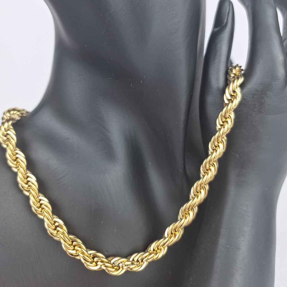 Gold-Tone Twisted Rope Chain Necklace "Be Sophisticated", Stainless Steel, MYGRACE