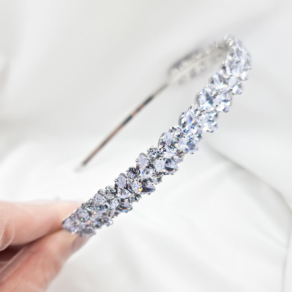 Braut-Haarschmuck "Be exquisite", silberfarben, Kronen-/Diadem-Stil, mit Zirkonia verziert, 1,4 cm