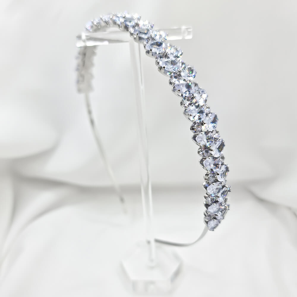 Braut-Haarschmuck "Be exquisite", silberfarben, Kronen-/Diadem-Stil, mit Zirkonia verziert, 1,4 cm
