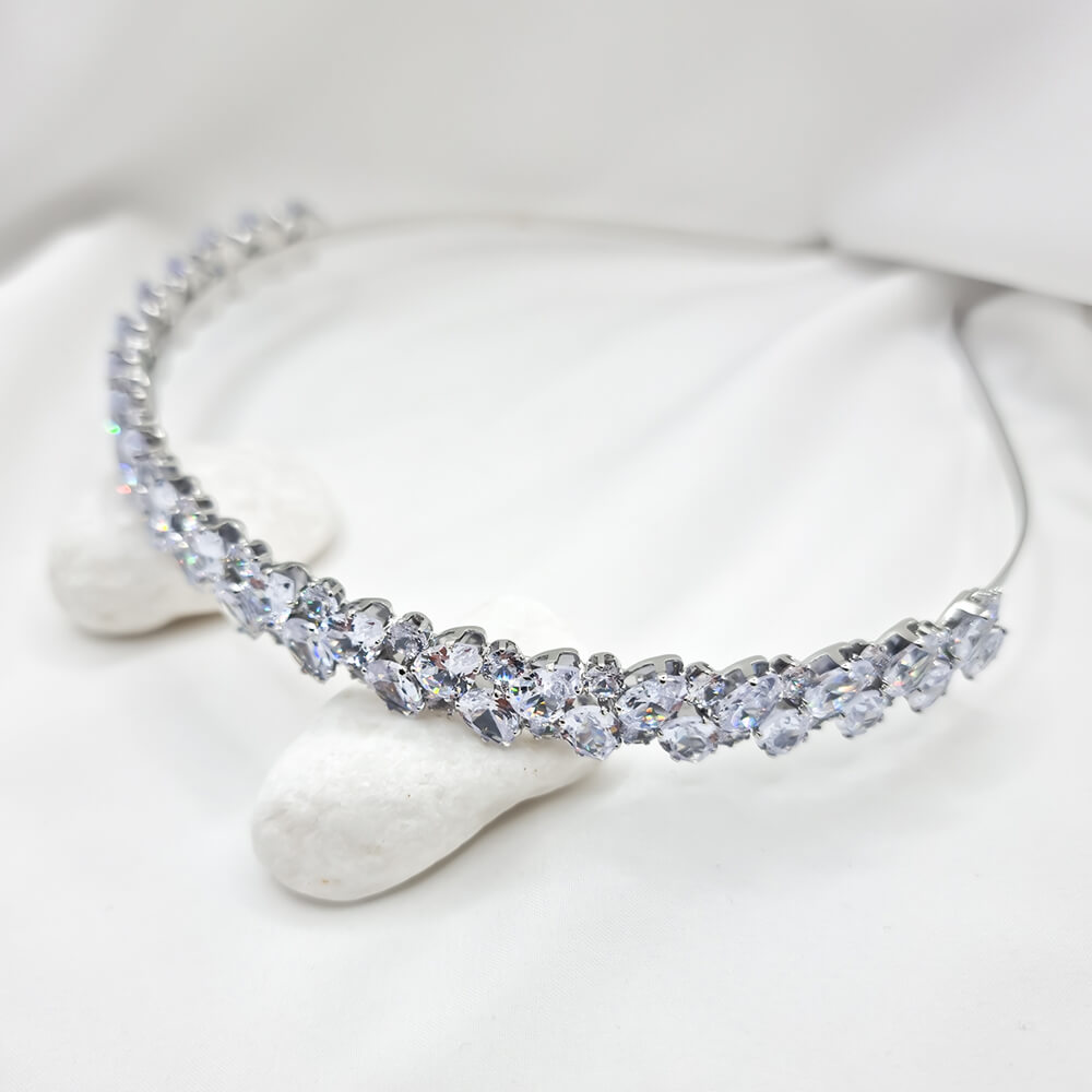Braut-Haarschmuck "Be exquisite", silberfarben, Kronen-/Diadem-Stil, mit Zirkonia verziert, 1,4 cm