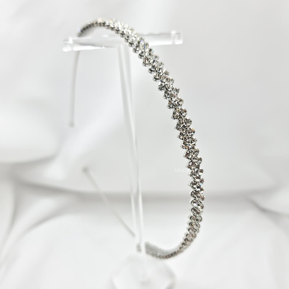 Brautschmuck "Be splendid", mit eingelegten Kristallen, Haarreif/Tiara, geometrisches Muster