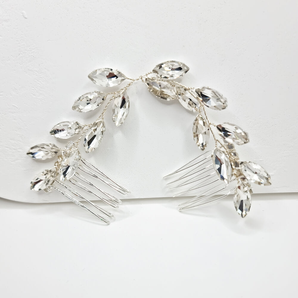 Bridal Hair Comb "Be Splendid", Silver-Tone, Double Comb with Glass Crystals