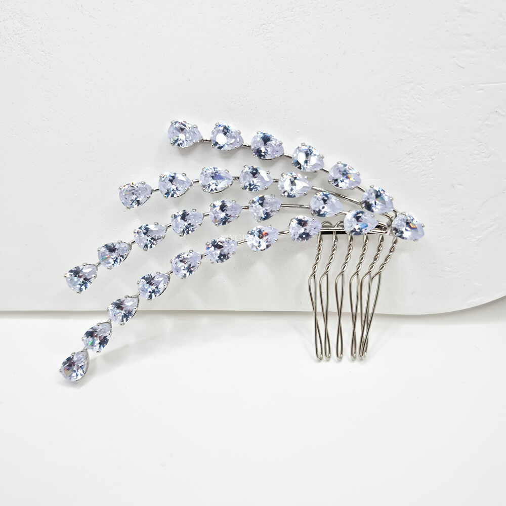 Brauthaarschmuck „Be exquisite“, silberfarben, Haarkamm, mit Zirkonia verziert