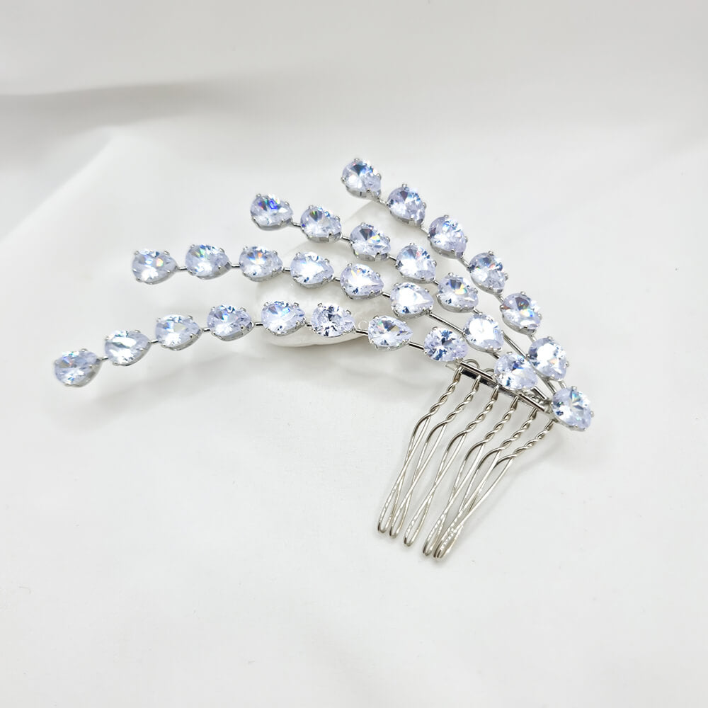 Brauthaarschmuck „Be exquisite“, silberfarben, Haarkamm, mit Zirkonia verziert