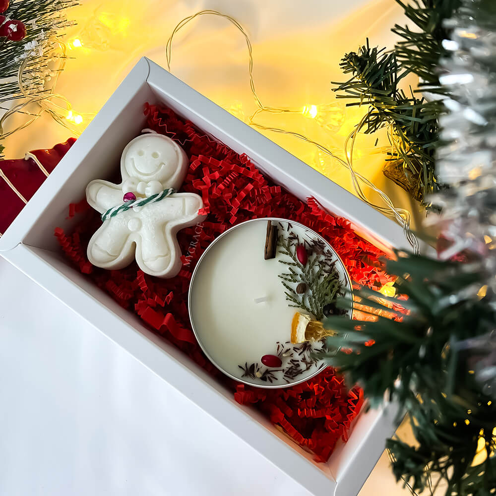 Christmas Gift Set "A Graceful Christmas" with Soy & Palm Wax Candles – Maple, Orange & Spices