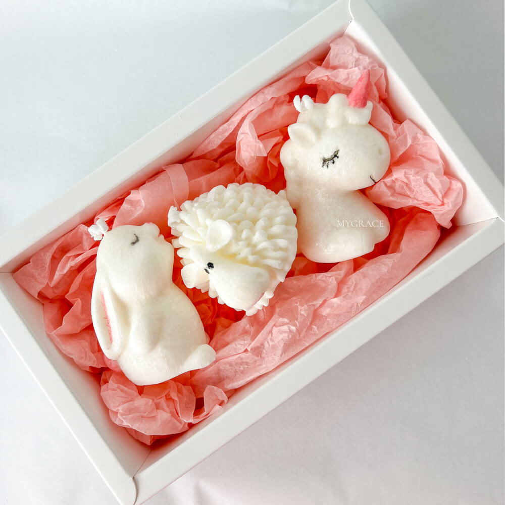 Easter Gift Set “Sweet Dreams” – 3 Scented Palm Wax Candles: Unicorn, Sheep & Bunny