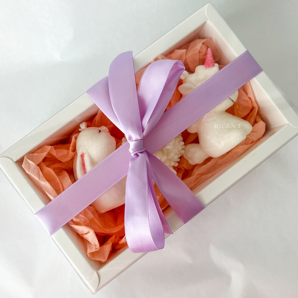 Easter Gift Set “Sweet Dreams” – 3 Scented Palm Wax Candles: Unicorn, Sheep & Bunny