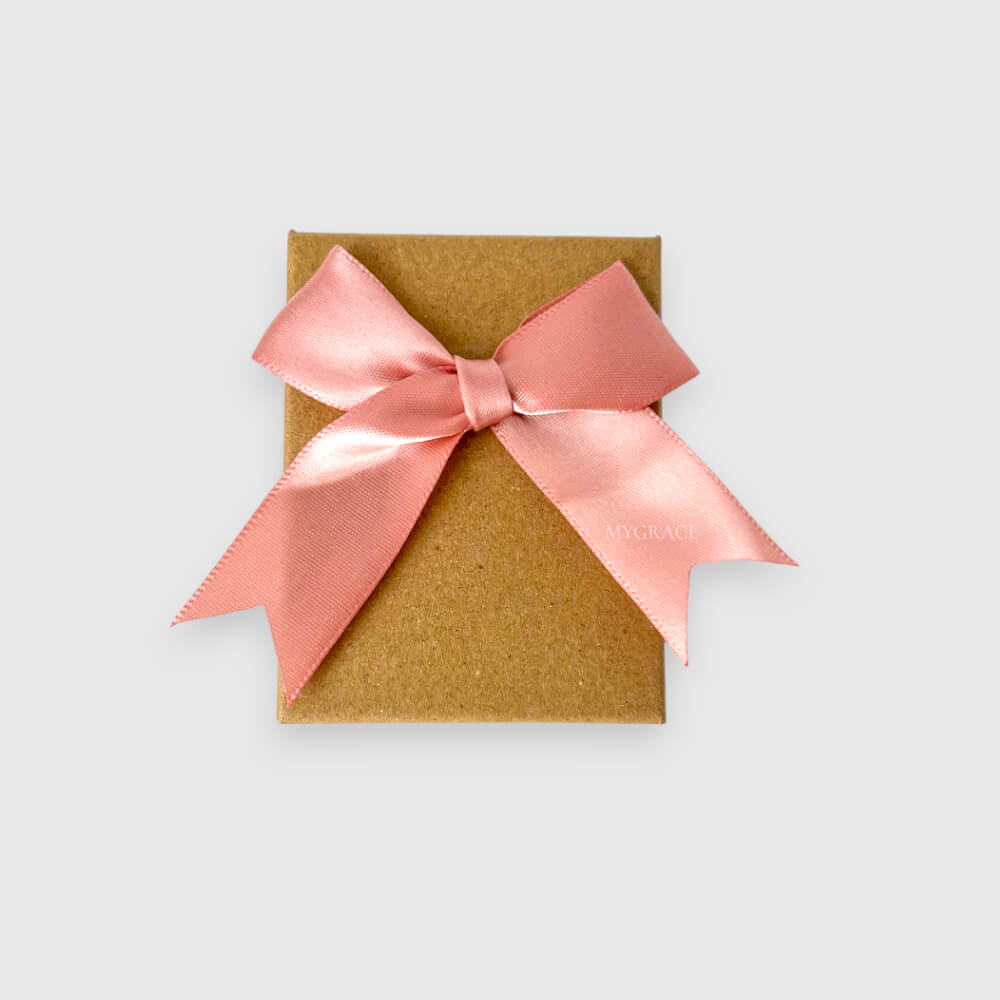 Geschenkbox mit Deckel, Schleife und Schwamm, Kraftpapier, Karton, 9x7x3 cm