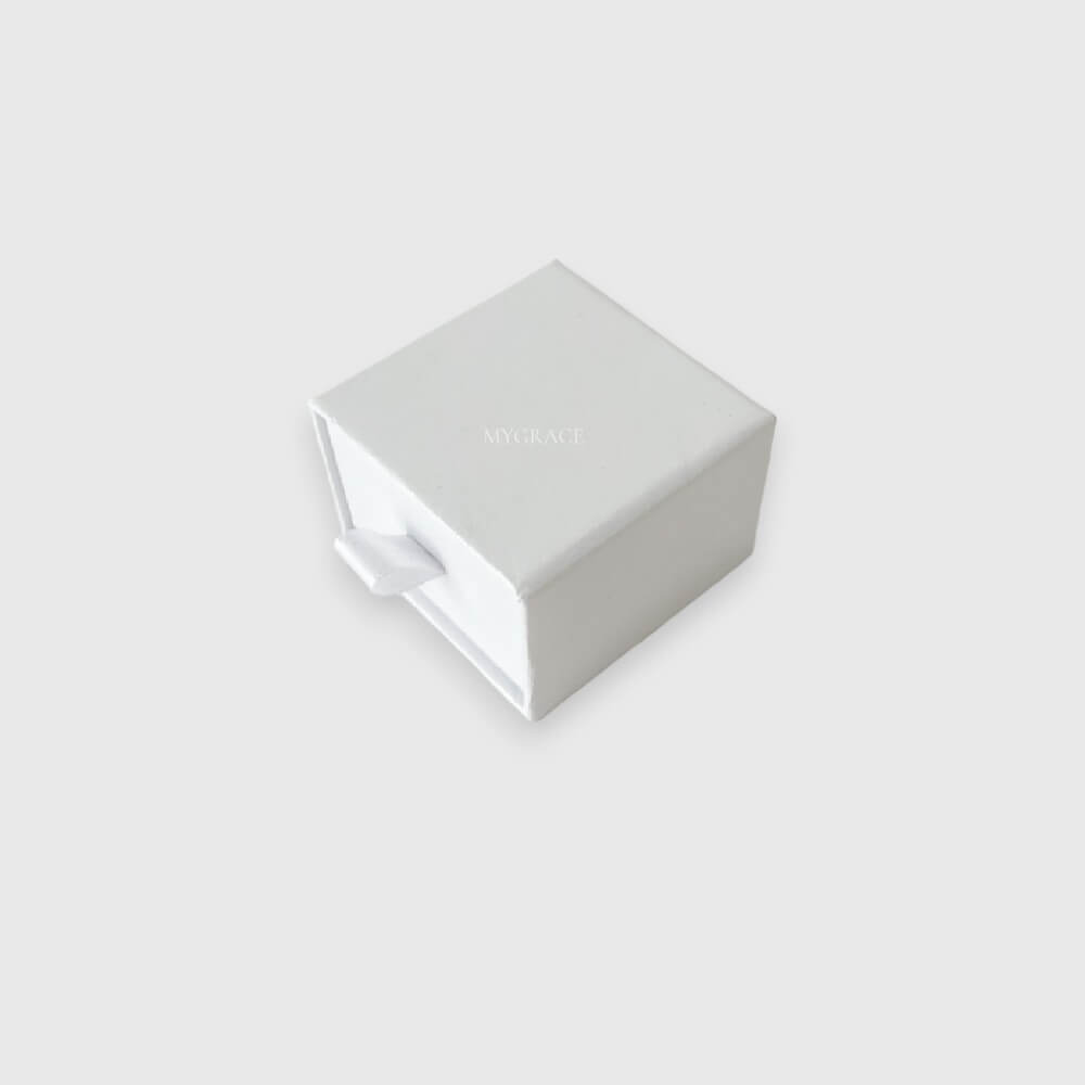 Geschenkschachtel mit Schublade und Schaumstoff, weiß, perlmuttfarben, Karton, 5x5x3,5 cm (Premium-Schachtel)