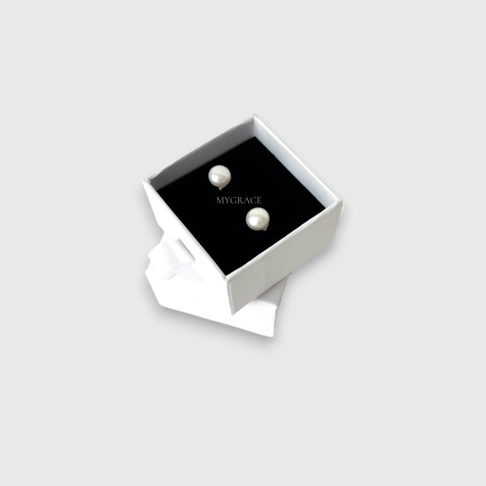 Geschenkschachtel mit Schublade und Schaumstoff, weiß, perlmuttfarben, Karton, 5x5x3,5 cm (Premium-Schachtel)