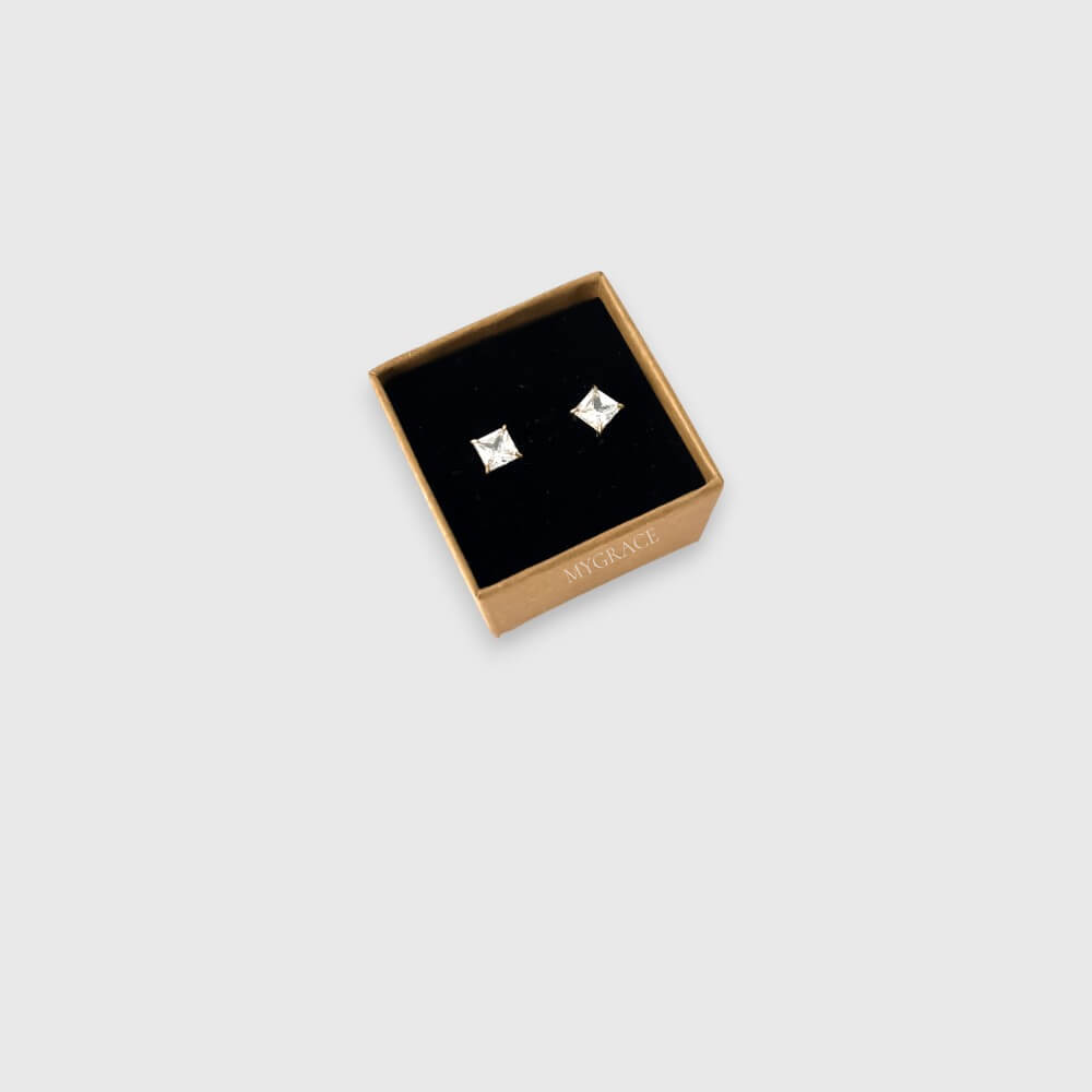 Geschenkbox mit Deckel, Schleife und Schwamm, Kraftpapier, Karton, 5x5x3.5 cm