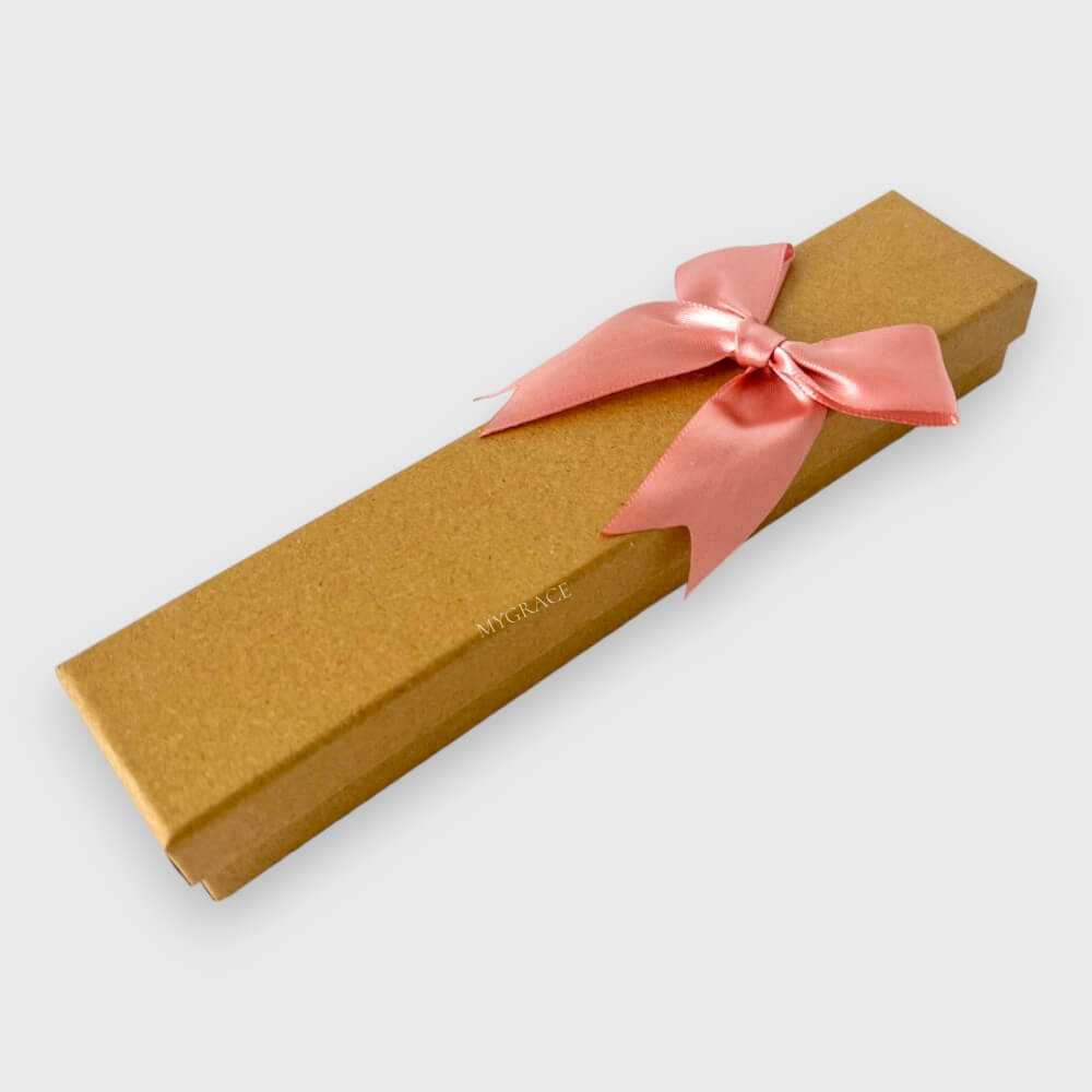 Geschenkbox mit Deckel, Schleife und Schaumstoff, Kraftkarton, 21x4.5x3 cm