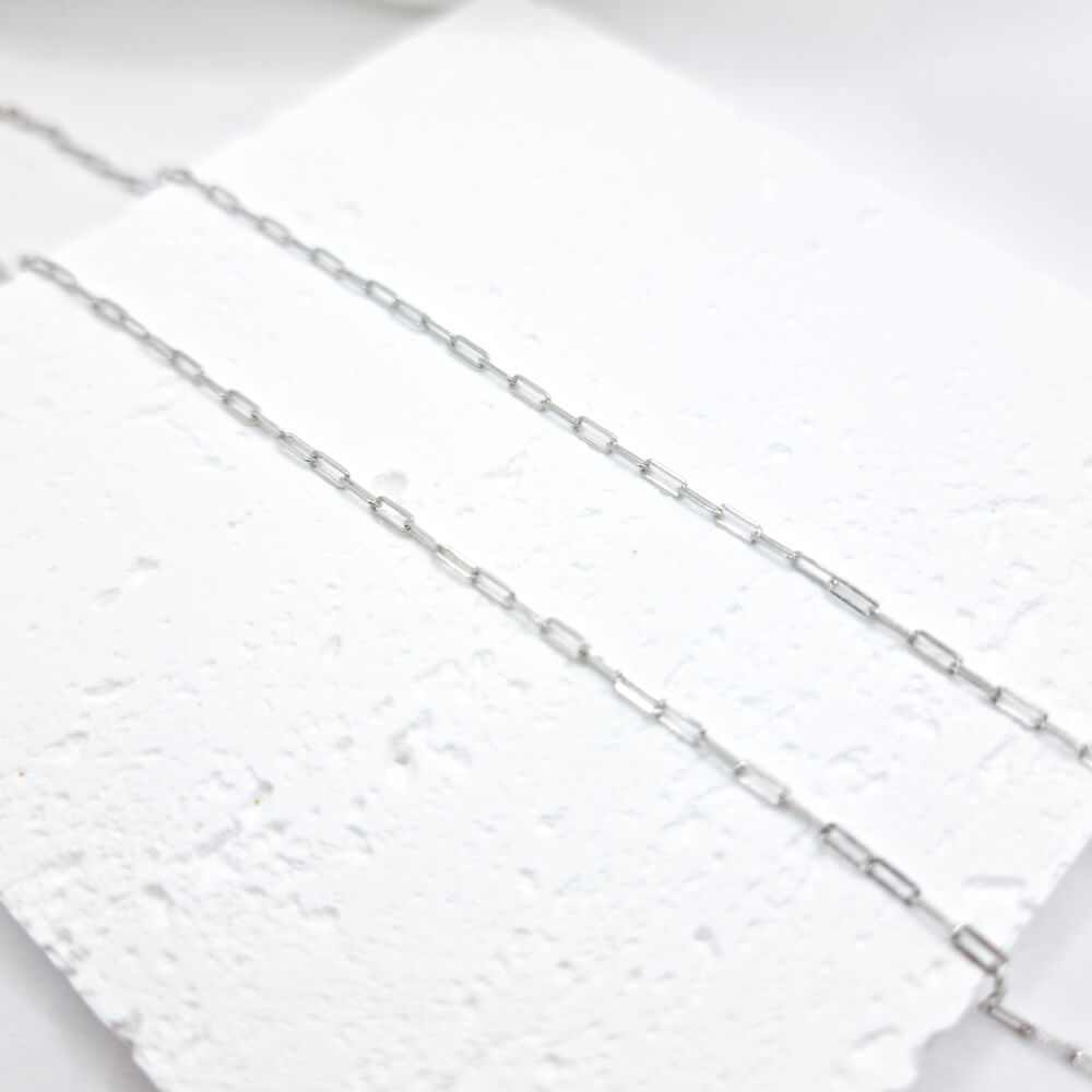 Halskette aus 925er Silberglieder, Paperclip, Silber, rhodiniert, 2 mm, MYGRACE
