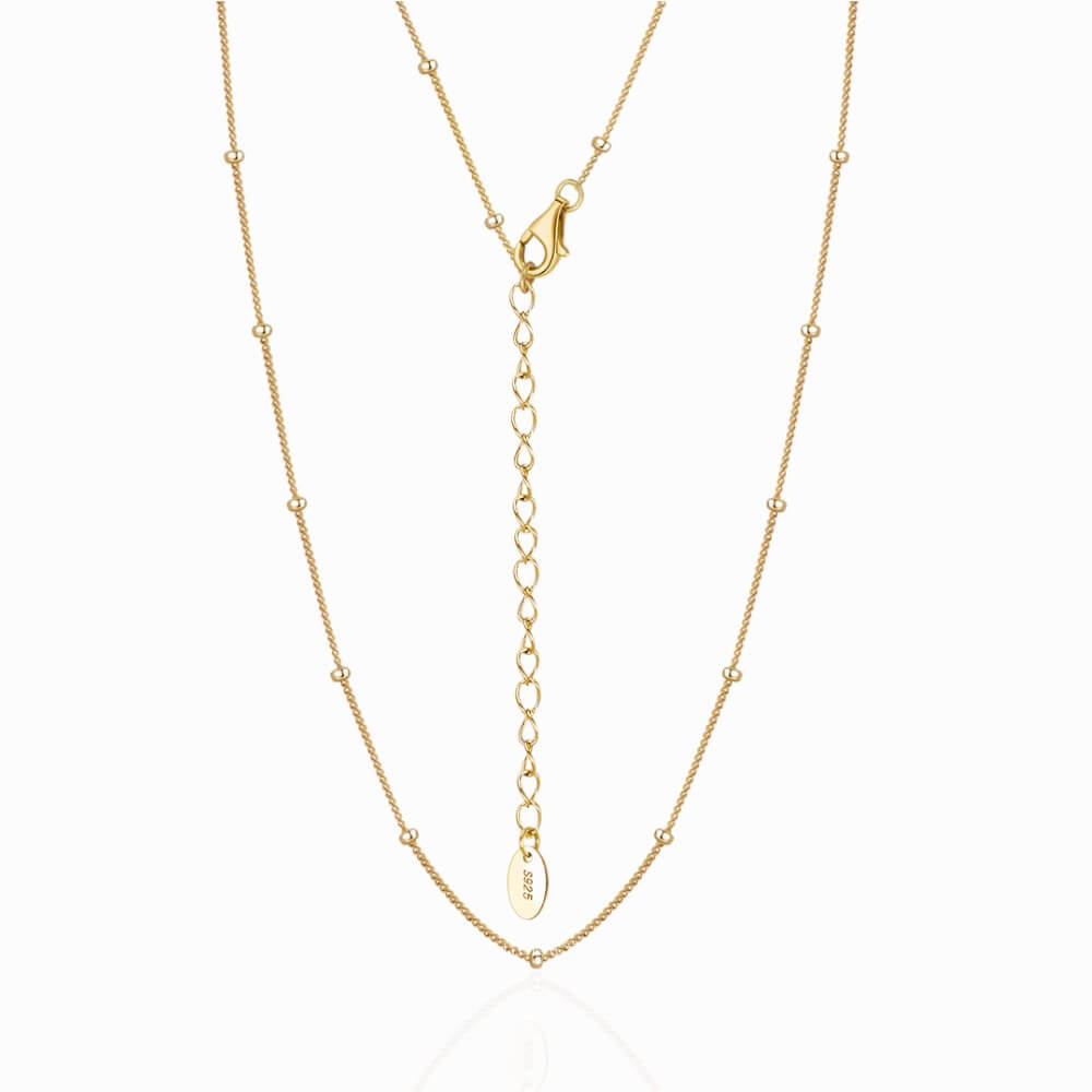 Halskette Silber 925, Gliederkette, goldfarben, vergoldet, Kügelchen-Design, 2 mm, MYGRACE