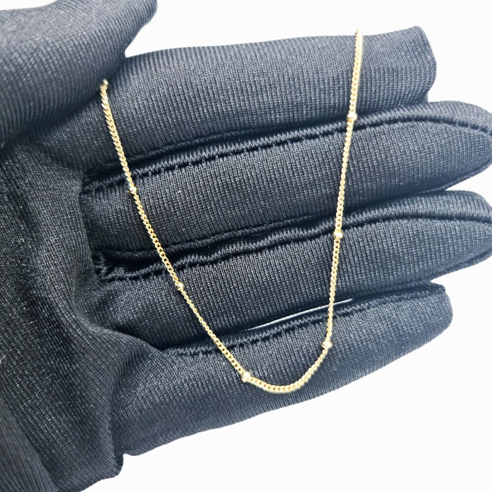 Halskette Silber 925, Gliederkette, goldfarben, vergoldet, Kügelchen-Design, 2 mm, MYGRACE