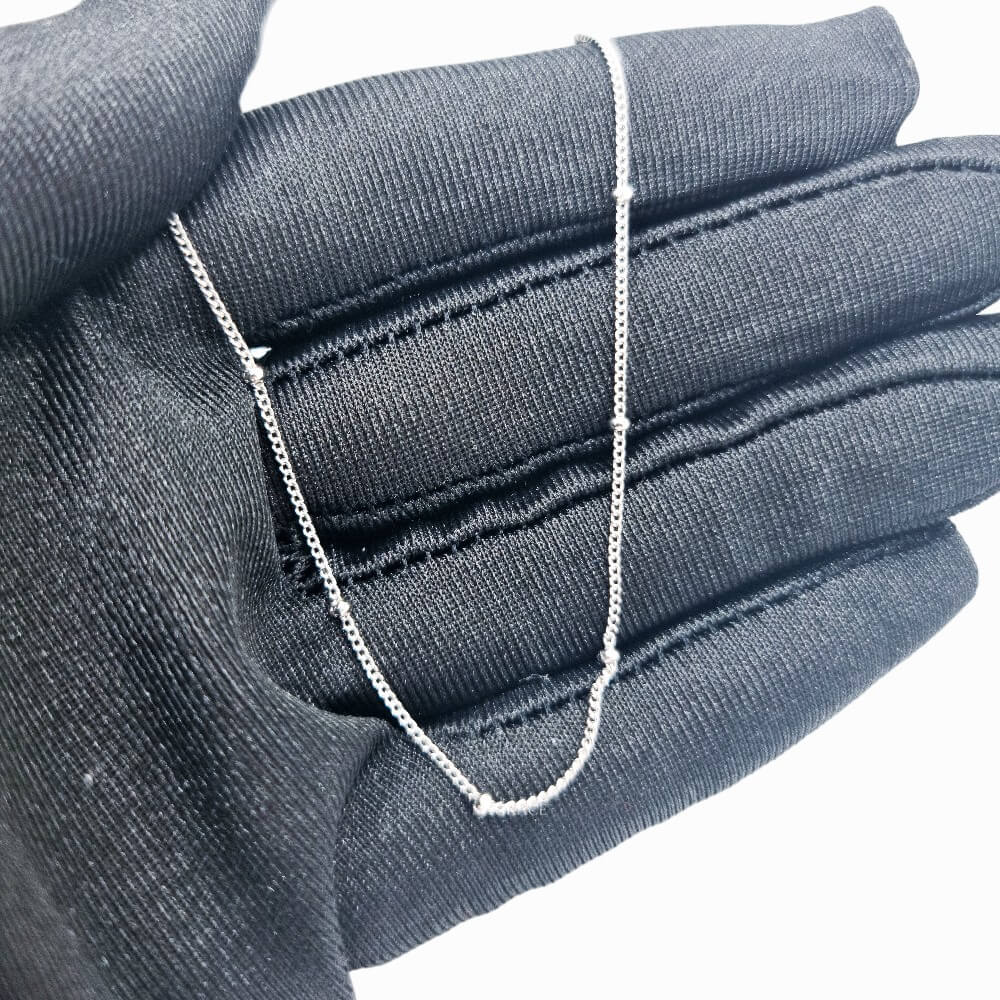 Halskette Silber 925, Gliederkette, silberfarben, vergoldet, Kugeldesign, 2 mm, MYGRACE