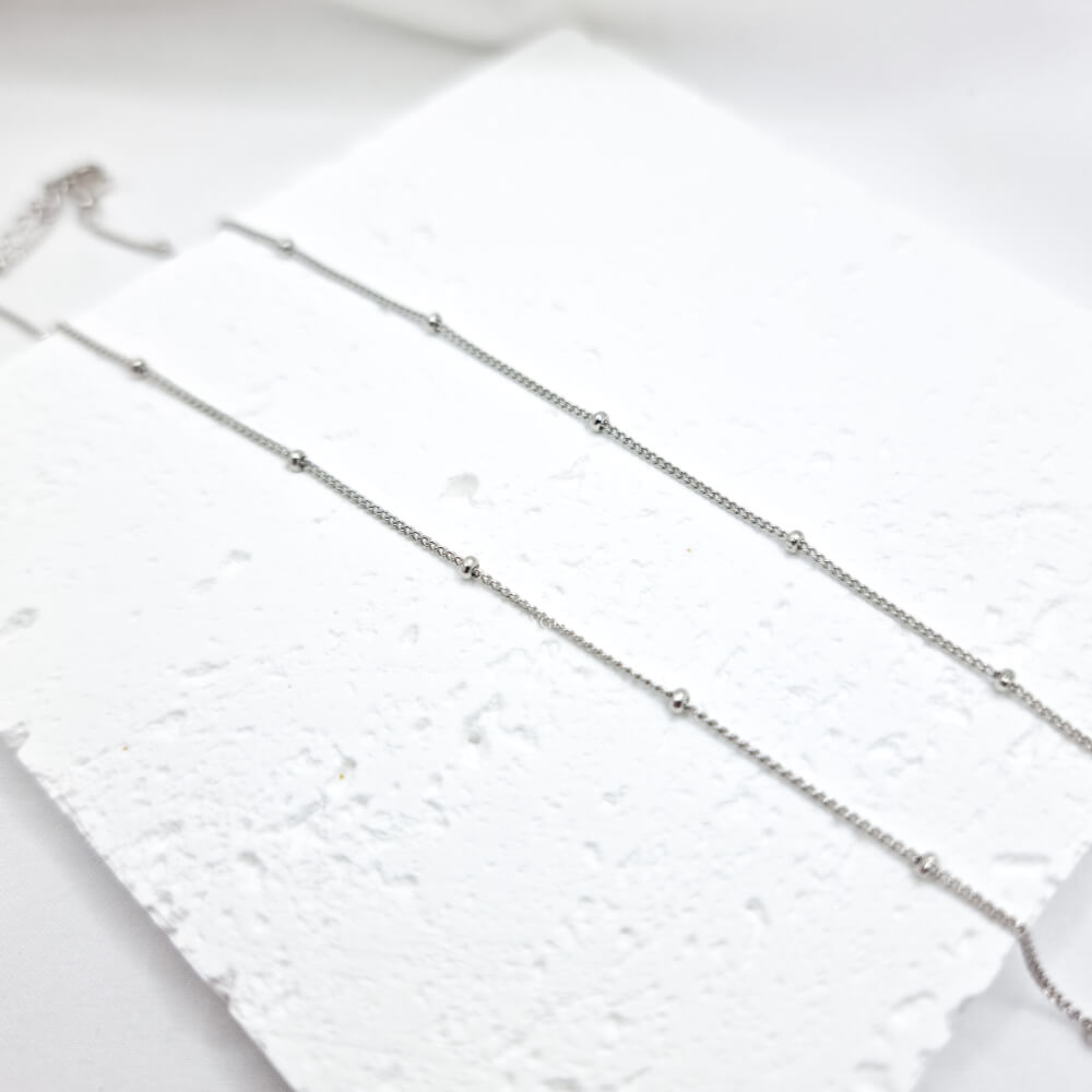 Halskette Silber 925, Gliederkette, silberfarben, vergoldet, Kugeldesign, 2 mm, MYGRACE