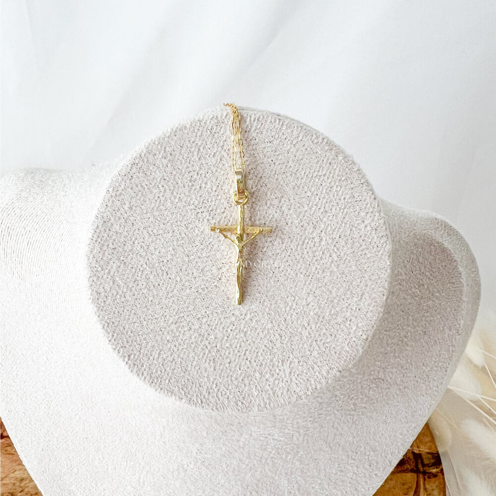 14K Gold-Plated 925 Sterling Silver Cross Necklace, MYGRACE
