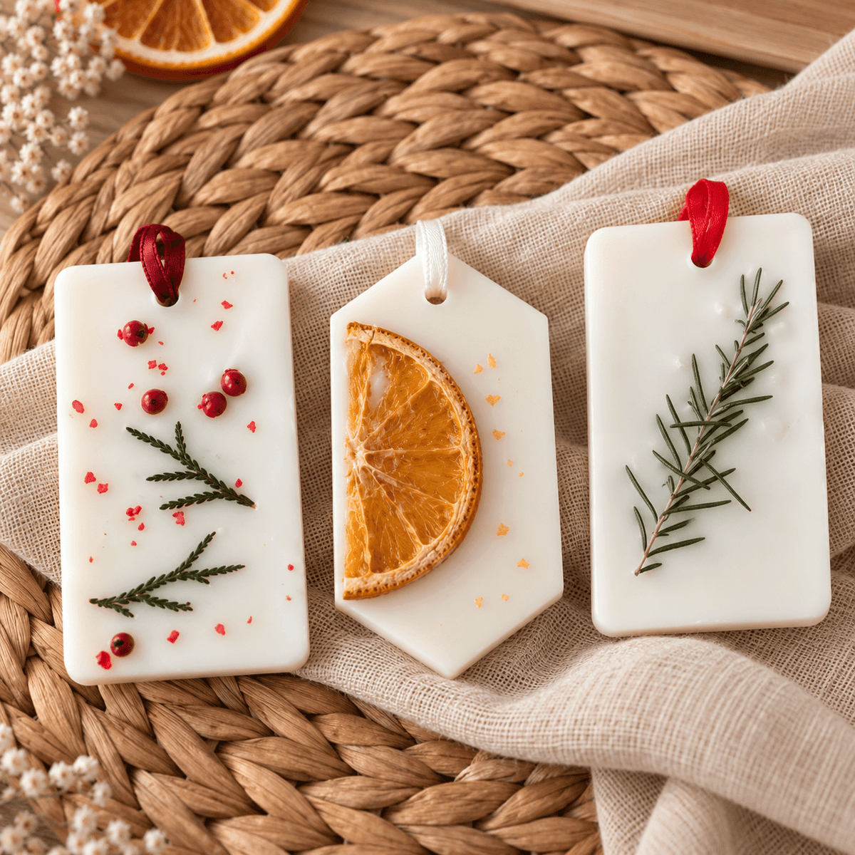 Odorizante din ceară naturală pentru dulap, set de 3 bucăți, forme geometrice diverse